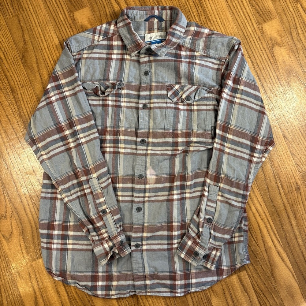 Columbia Omni-Wick Flannel Shirt Men Large Gray Plaid Outdoor Gorpcore Button Up